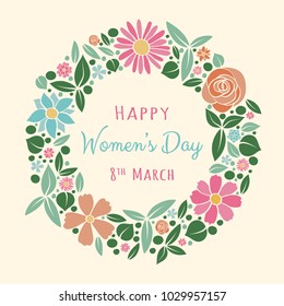 Beautiful banner with hand drawn flowers for Women's Day. Vector.