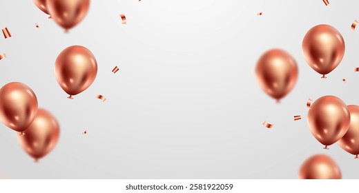 Beautiful banner illustration vector template, 3d golden balloon design background