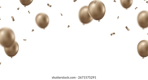Beautiful banner illustration vector template, 3D golden balloons design background.
