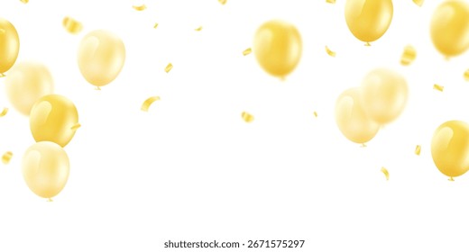 Plantilla de Vector de ilustración de Anuncio hermosa, fondo de diseño de globos dorados 3D.

