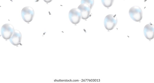 Plantilla de Vector de la ilustración del Anuncio hermoso, fondo plateado del diseño del globo 3D.
