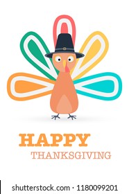 A beautiful banner or poster of happy Thanksgiving Day. Beautiful, colorful cartoon of turkey bird for Happy Thanksgiving celebration, can be used as flyer, poster or banner.