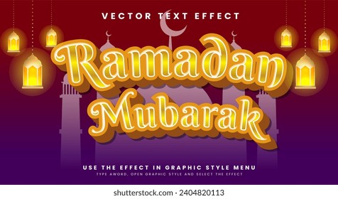 Beautiful banner Ramadan Mubarak Text effect Template