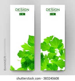 Beautiful banner vector template with autumn leaf ornament background. Creative modern design