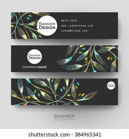 Beautiful banner vector template with autumn leaf ornament background. Creative modern design