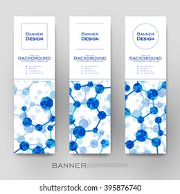 Beautiful banner vector template with DNA molecule background. Creative modern design
