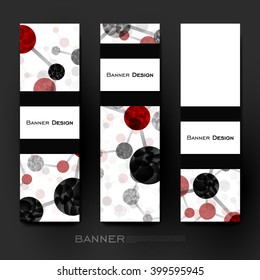 Beautiful banner vector template with DNA molecule background. Creative modern design