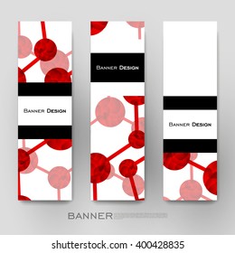 Beautiful banner vector template with DNA molecule background. Creative modern design