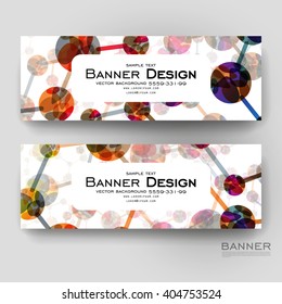 Beautiful banner vector template with DNA molecule background. Creative modern design