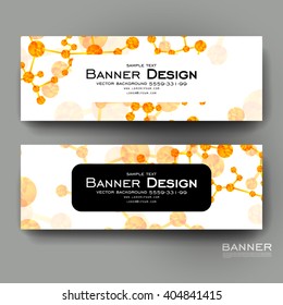 Beautiful banner vector template with DNA molecule background. Creative modern design