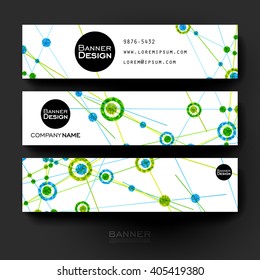 Beautiful banner vector template with DNA molecule background. Creative modern design