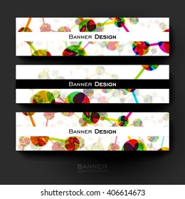 Beautiful banner vector template with DNA molecule background. Creative modern design