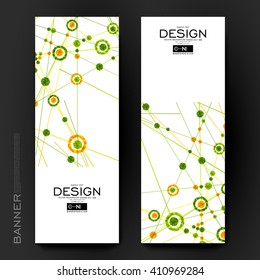 Beautiful banner vector template with DNA molecule background. Creative modern design