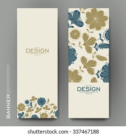 Beautiful banner vector template with floral background. Creative modern design