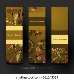 Beautiful banner vector template with floral ornament background. Creative modern design