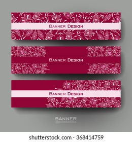 Beautiful banner vector template with floral ornament background. Creative modern design