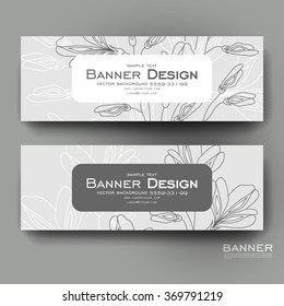 Beautiful banner vector template with floral ornament background. Creative modern design