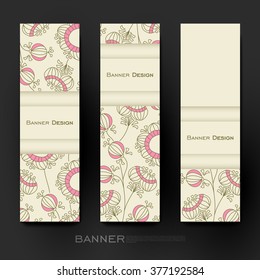 Beautiful banner vector template with floral abstract background. Creative modern design