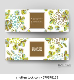 Beautiful banner vector template with floral ornament background. Creative modern design
