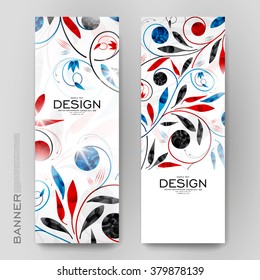 Beautiful banner vector template with floral ornament background. Creative modern design