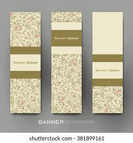 Beautiful banner vector template with floral ornament background. Creative modern design