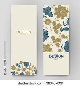 Beautiful banner vector template with floral background. Creative modern design