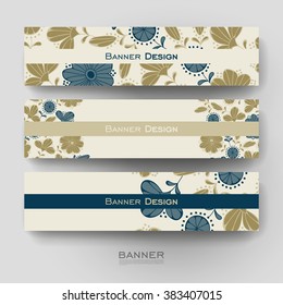 Beautiful banner vector template with floral background. Creative modern design