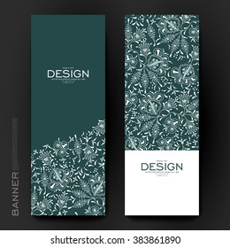 Beautiful banner vector template with floral ornament background. Creative modern design