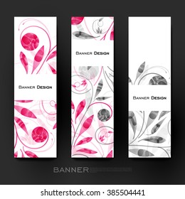 Beautiful banner vector template with floral ornament background. Creative modern design