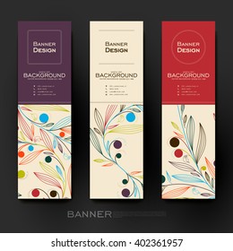 Beautiful banner vector template with floral ornament background. Creative modern design