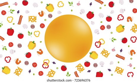 A beautiful banner with vegetables and a round area for text.