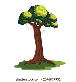 Beautiful banyan tree cartoon image.