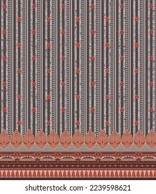 A beautiful Baroque Ornament geometric ethnic style border design handmade artwork pattern with watercolor, repeat floral texture, vintage hand drawing.
