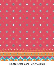 A beautiful Baroque Ornament geometric ethnic style border design handmade artwork pattern with watercolor, repeat floral texture, vintage hand drawing.
