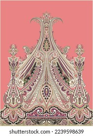 A beautiful Baroque Ornament geometric ethnic style border design handmade artwork pattern with watercolor, repeat floral texture, vintage hand drawing.
