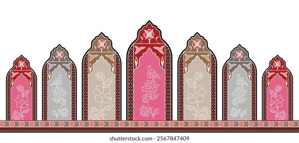 A Beautiful Baroque Ornament style border, Floral Border Art Design, Mughal Islamic Art Motifs Border Design