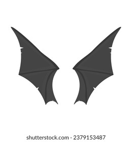 Beautiful bat, vampire wings on a white isolated background, black wing for halloween, simple, two large wings of dracula, scary, cartoon for halloween, vector illustration, 10 eps

