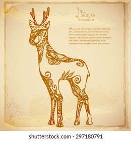 Beautiful batik animal background with fox