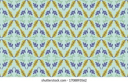 Beautiful Batik Pattern Illustration. Leaves Background