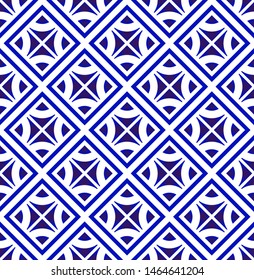 Beautiful batik patterns Malaysia and India style, porcelain indigo seamless modern background, blue and white wallpaper ceramic decor vector illustration