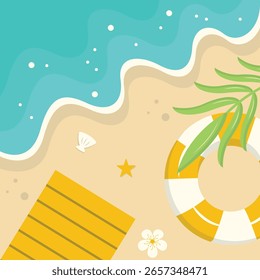 Linda Praia Fundo. Ilustração vetorial com conceito de desenho animado.