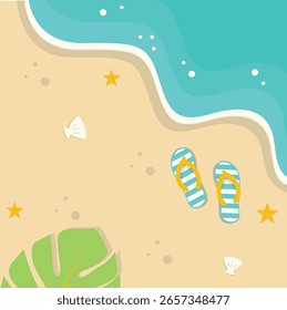 Beautiful Beach Background. Vector Illustration with Cartoon Design Concept.