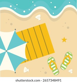 Beautiful Beach Background. Vector Illustration with Cartoon Design Concept.