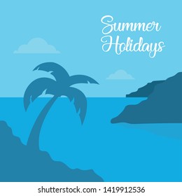 Beautiful beach card design in summer vector