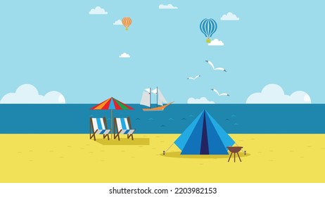 Beautiful Beach Design Illustration Vector