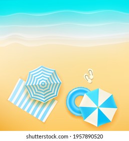 Beautiful beach with different summer objects