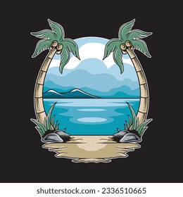 Beautiful beach illustration design vector.