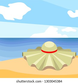 Beautiful beach landscape image. Summer season. Vector illustration design