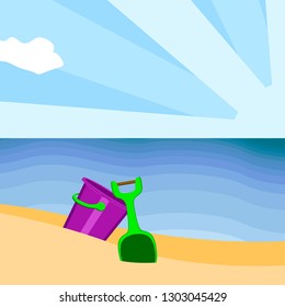 Beautiful beach landscape image. Summer season. Vector illustration design