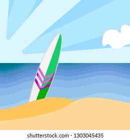 Beautiful beach landscape image. Summer season. Vector illustration design